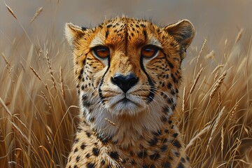 Digital artwork of sargentian realism , cheetah painting , high quality, high resolution