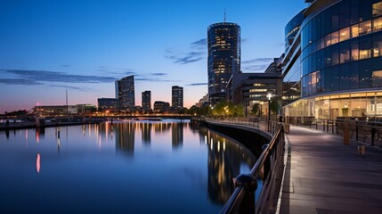Fototapeta premium A serene river flowing under a bridge