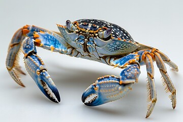 Blue crab on white white background, high quality, high resolution