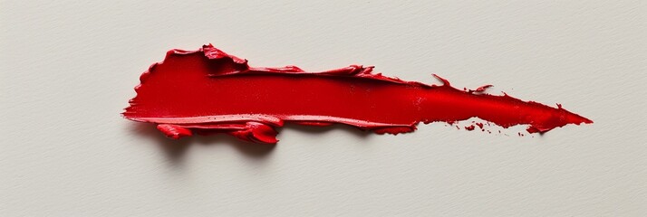 A vivid red lipstick smudge contrasts against a white surface, showcasing a bold and dramatic statement. Generative AI