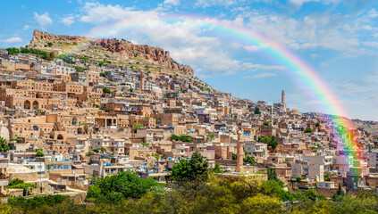 Mardin old town with bright blue sky - Mardin, Turkey