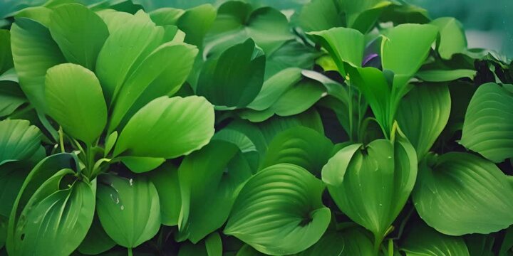 Hosta Leaves Texture Background, Hostas Leaf Nature Pattern, Funkia, Big Daddy Leaves, Plantain Lilies, Sieboldiana Elegans Beautiful Foliage, Generative AI Illustration