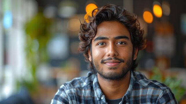 A close-up view of a person sitting at a table