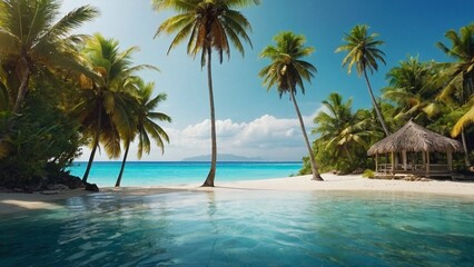 Palm Trees and Crystal-Clear Waters Summer Background