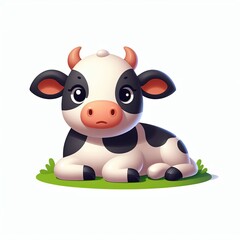 Naklejka premium vector cute cow laying cartoon vector icon illustration animal nature Generative AI