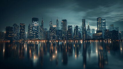 Naklejka premium city skyline at night