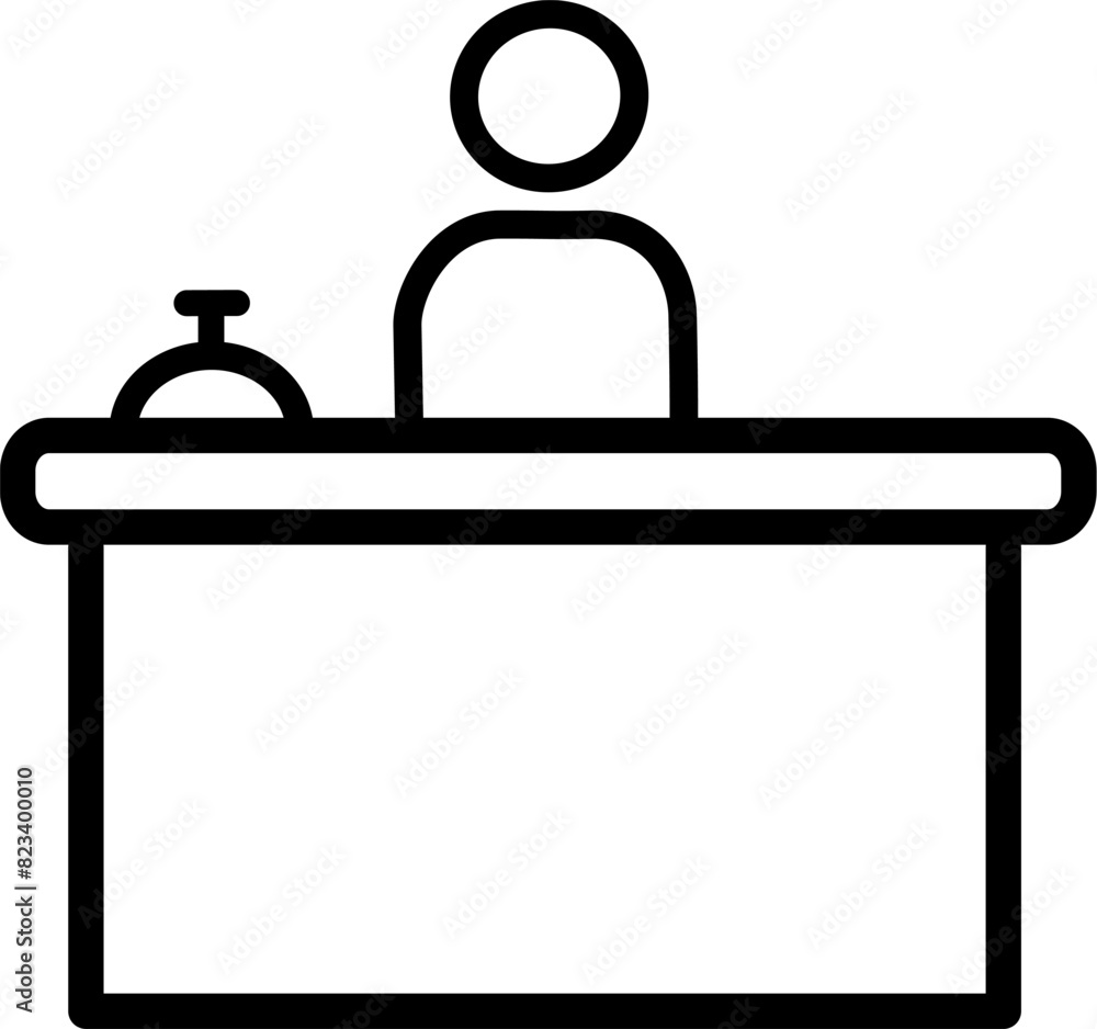 Poster front desk icon, outline vector sign, linear style, reception symbol. replaceable vector design.