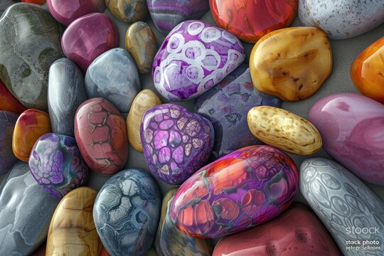 Colorful decorative rocks for artistic travelers and outdoor enthusiasts inspired by nature's beauty