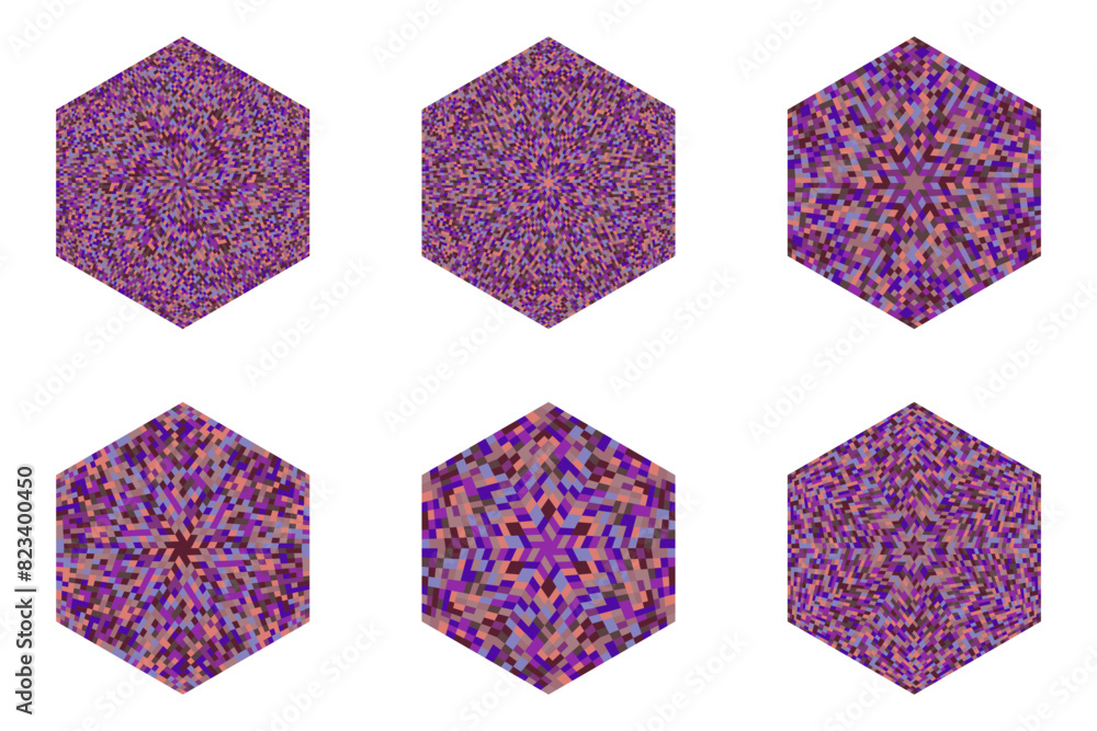 Poster tiled mosaic hexagon logo template set - geometrical vector element