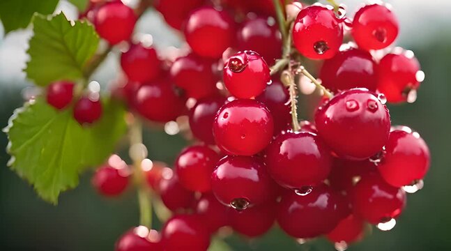 Groseille rouge fra&icirc;che avec des gouttes d'eau