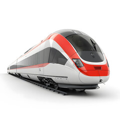 Naklejka premium High speed modern train in a white background
