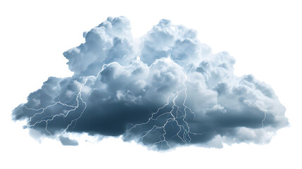 Storm clouds with lightnings and smoke isolated on white background