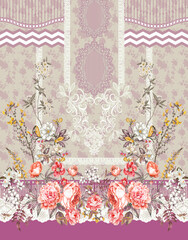 Textile Design Digital Border and Motif