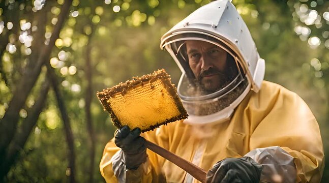 Imker im Schutzanzug