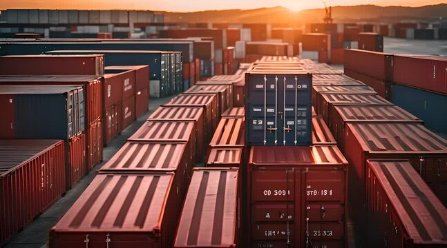 ISO Container im Hafen bereit f&uuml;r den Export mit dem Schiff