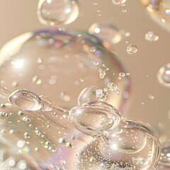 Luxurious Skin Care Essence in Iridescent Bubbles Elevating Beauty Rituals