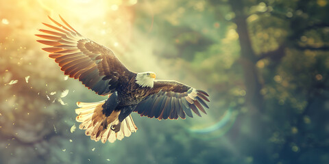 A majestic eagle flying in the sky