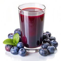 Glass of Blueberry Juice Surrounded by Blueberries