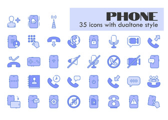 mobile phone technology device dualtone blue style icon set