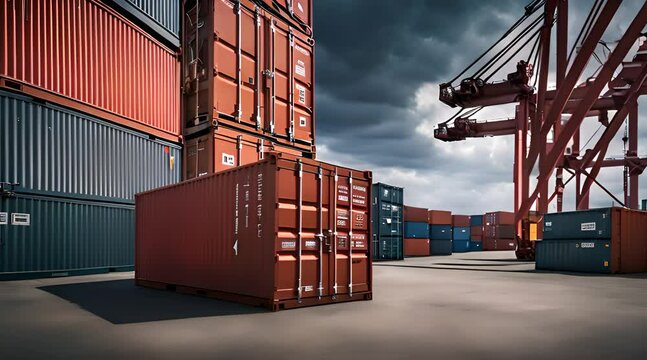 ISO Container im Hafen bereit f&uuml;r den Export mit dem Schiff