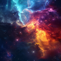 Nebula and galaxies in space. Abstract cosmos background