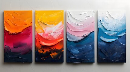 Captivating Multicolored Abstract Paintings for Stylish Wall Decor or Social Media Branding