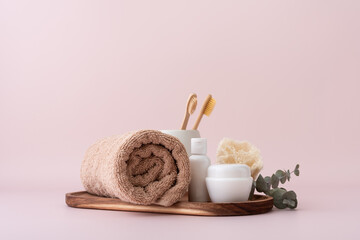 Set of bath and self care products for bathroom, spa and wellness