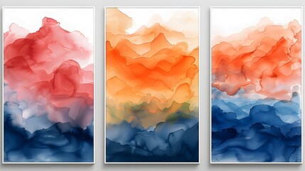 Serene Watercolor Landscape Abstractions for Modern Home and Office Decor