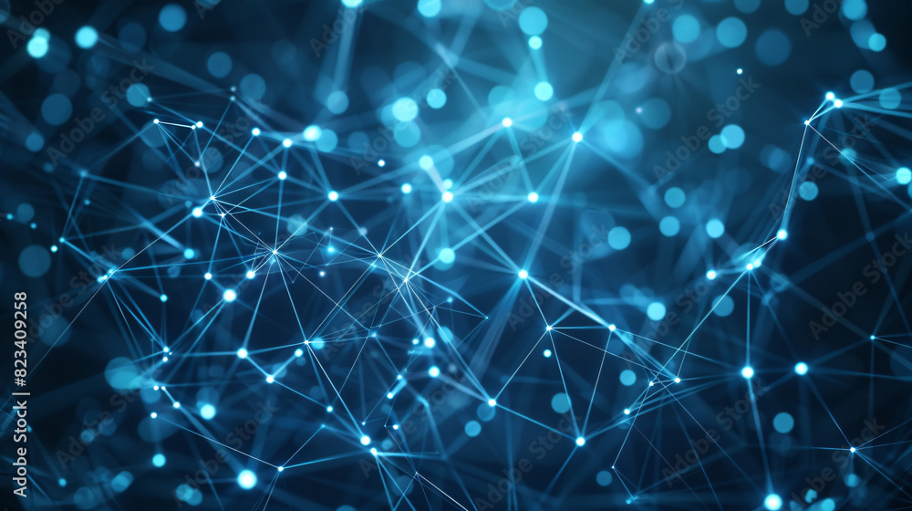 Poster abstract blue network connections. abstract blue background with connecting dots and lines. network,