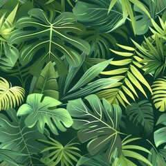 Tropical Leaf Patterns: Vibrant Jungle Foliage Background