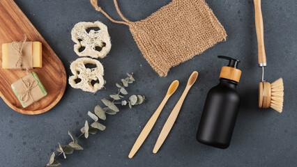 A collection of personal body care items for sustainable lifestyle