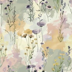 Elegant Watercolor Wildflowers Seamless Pattern for Design