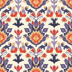 Ornate Floral Pattern with Symmetrical Nature Design