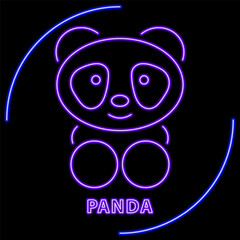panda neon sign, modern glowing banner design, colorful modern design trend on black background. Vector illustration.