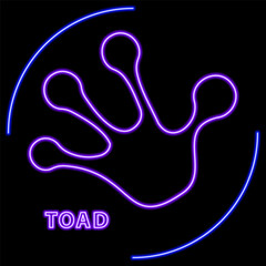 toad neon sign, modern glowing banner design, colorful modern design trend on black background. Vector illustration.