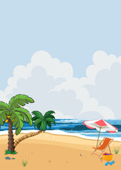 beach with palm trees and umbrella