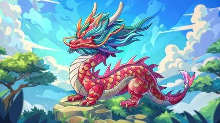 Animated cartoon illustration of the Chinese dragon