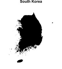 South Korea blank outline map design