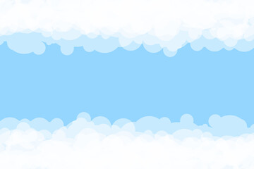 Pastel blue sky with cloud for summer and spring background. Vector. Frame