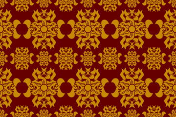 Abstract Modern Thai Golden Geometric Pattern Texture Background. Seamless. Tile. Wallpaper. Illustration. Vintage. Asian