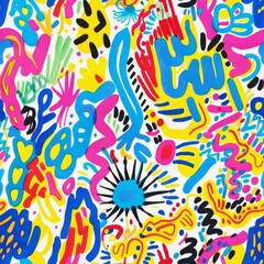 Vibrant Abstract Graffiti Art with Colorful Patterns and Shapes