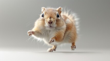 Minimalist design with a jumping diamond squirrel in studio light