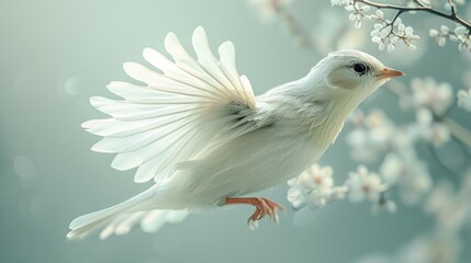 Fototapeta premium Diamond bird captured in flight, minimalist studio scene