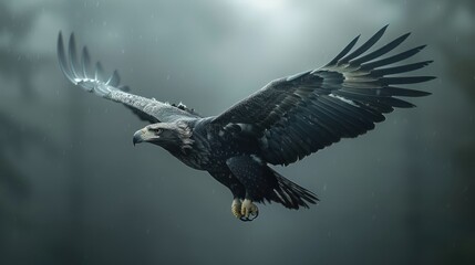 Obraz premium Minimalist scene with a diamond eagle in mid-flight, studio lighting