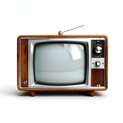 Nostalgic Charm: Retro TV Mock-Up with Copy Space on White