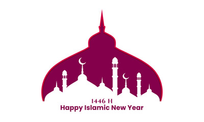 New Hijri year islamic greeting design. Happy islamic new year celebration template. Vector illustration