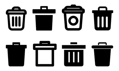 Waste container icon black color vector illustration 