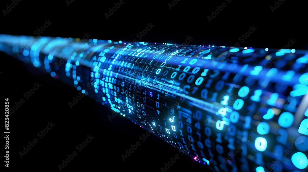Poster glowing data cables on an abstract background, conveying information background in the digital world