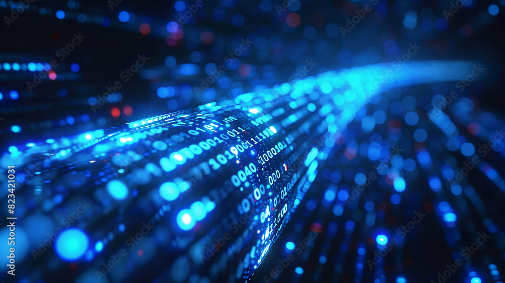 Poster glowing data cables on an abstract background, conveying information background in the digital world