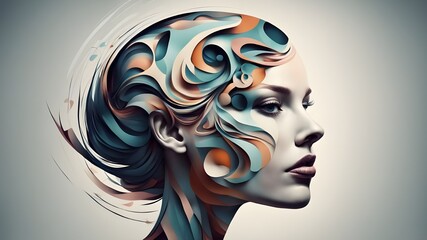 female portrait surreal graphic shapes high definition